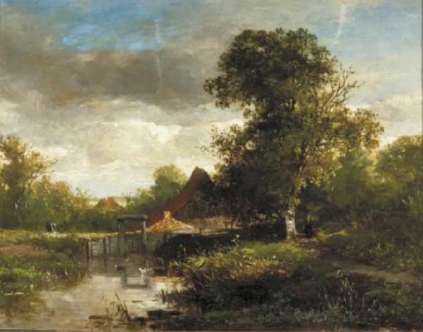 Willem Roelofs Landschap met beek